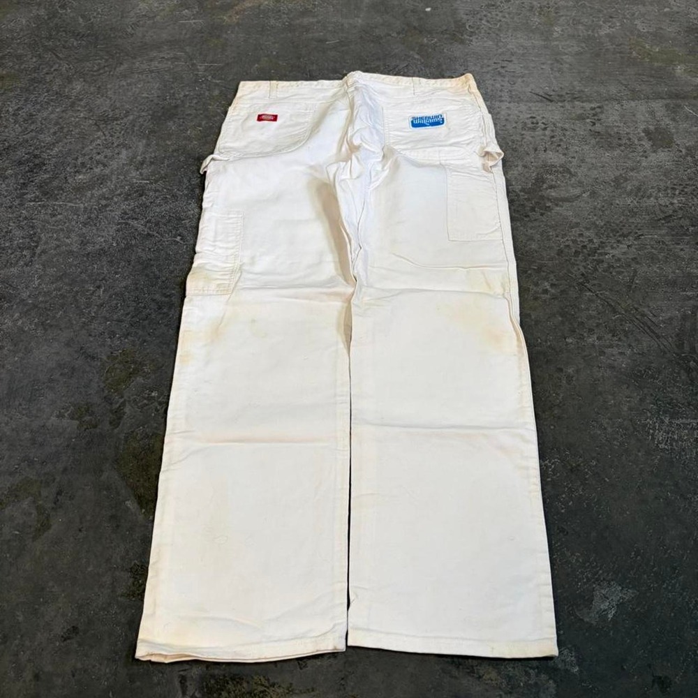 Vintage Dickies Sherwin Williams Paint Splatter Carpenter Pants White 38x32